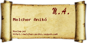 Melcher Anikó névjegykártya